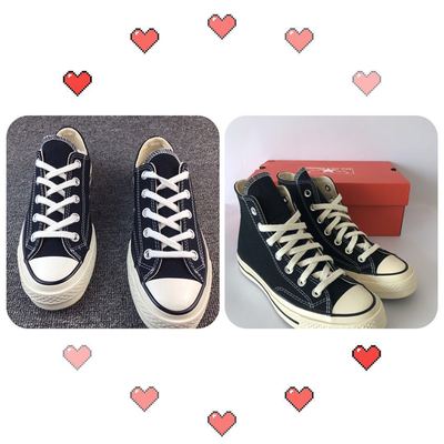 三星标经典帆布鞋黑白男女高帮