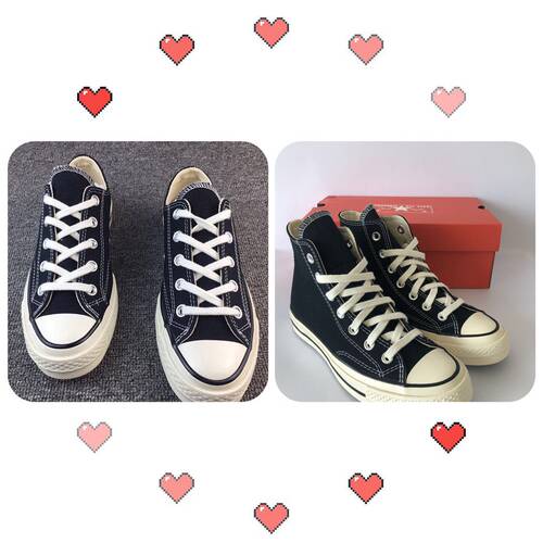 三星标经典帆布鞋黑白男女高帮