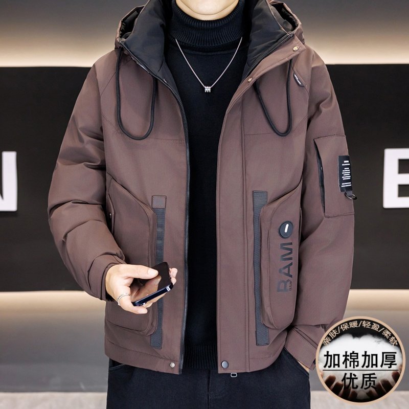 男士连帽工装棉衣冬季2025新款加厚冲锋衣防寒服短款保暖棉服外套