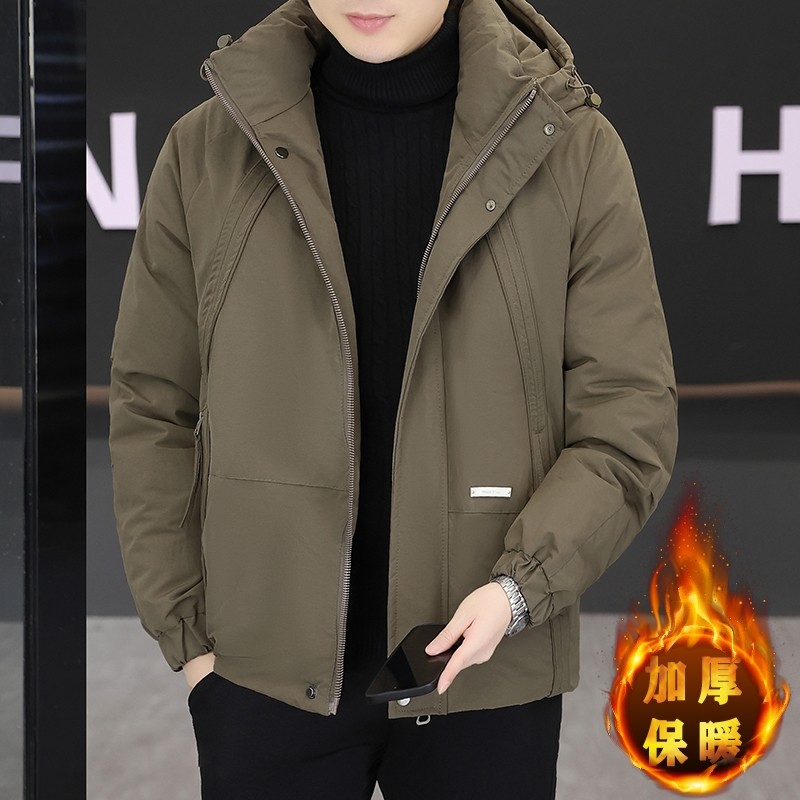 秋冬外套男士加棉夹克加厚二棉保暖高端连帽棉袄子潮牌休闲棉衣服