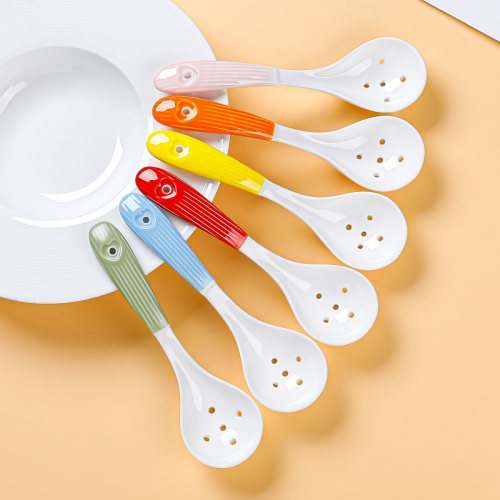 沥粥好用汤勺陶瓷漏勺易清洗抑菌