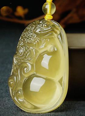 天然巴西黄水晶貔貅吊坠男士皮丘挂件女水晶饰品礼物随身挂坠项链