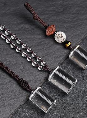 私人订制天然白水晶印章吊坠项链坠可做挂饰章料包挂原石章料刻字