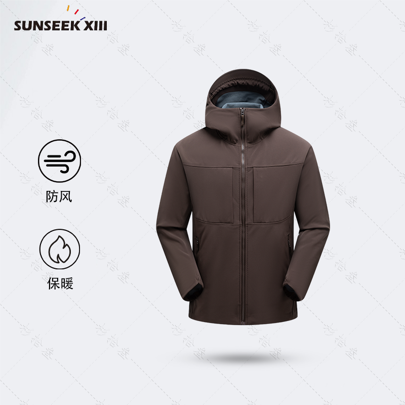 抗皱防风】防风保暖男士夹克防微雨防寒连帽夹克001