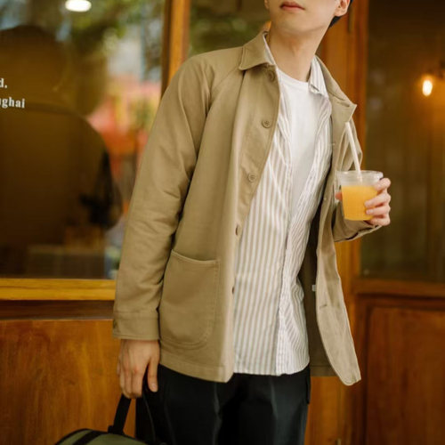 反季福利！早秋男士美式机能工装复古简约潮流纽扣外套428991