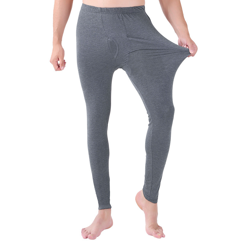 单件莫代尔秋裤男士内穿紧身美体纯棉薄款加长简约打底线裤衬裤男