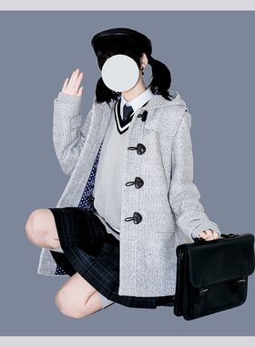 65折清仓 纯羊毛牛角扣大衣JK制服DK外套秋冬保暖日常通勤