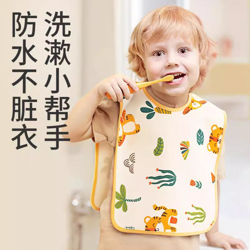 儿童洗漱巾洗脸漱口防水湿神器毛巾口水刷牙围兜宝宝小孩围巾纯棉