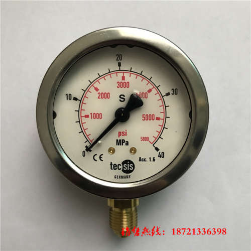 供应德国tecsis原装压力表 耐震压力表 63表径P1454 0-40MPA