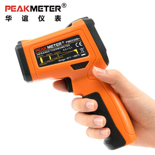 华谊PEAKMETER红外测温枪PM6530B+水温油温厨房烘焙环境金属墙面