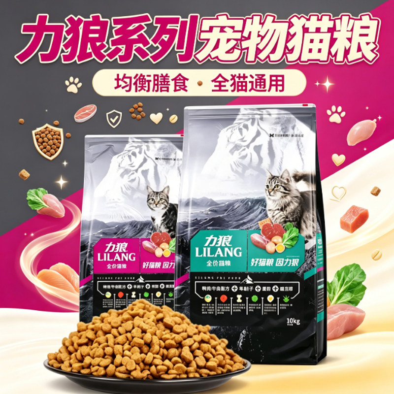力狼猫粮宠物成猫幼猫全价猫主食图片