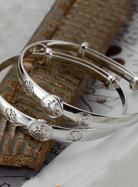 银手镯宝宝999小孩百日