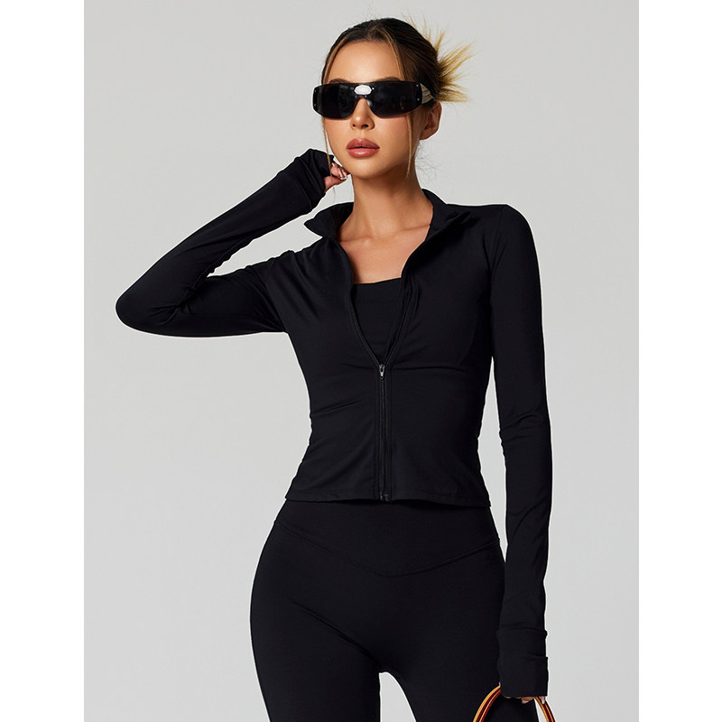 thumbnail for fitlife fitness suit women's long sleeve zipper casual slim slimming high waist trousers breathable running yoga clothes
