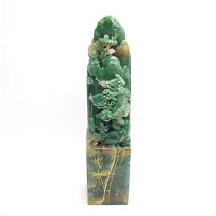 天然南阳独山玉山水意境印章摆件玉石玉雕办公桌家居礼品摆设