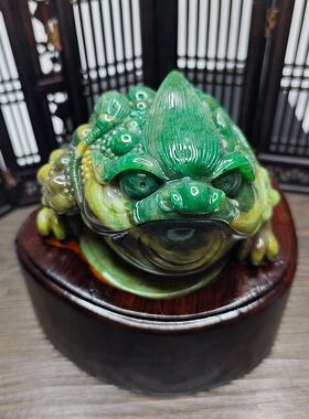 特惠南阳独山玉翠绿富贵缠身茶宠摆件玩件103cm90cm73.6cm证书