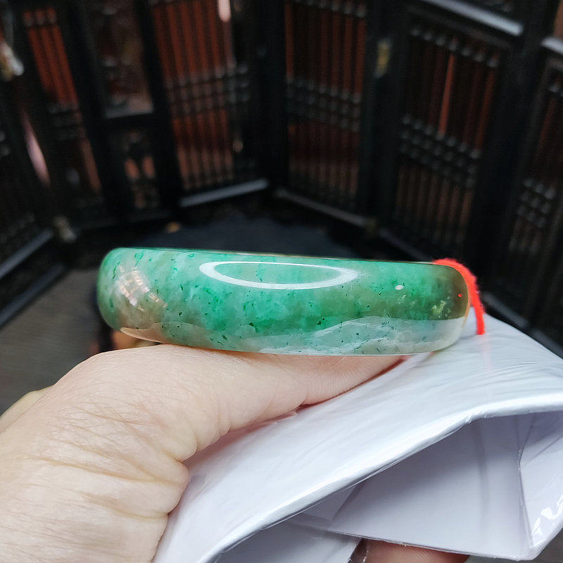 玉手镯独山玉石扁条天蓝透水