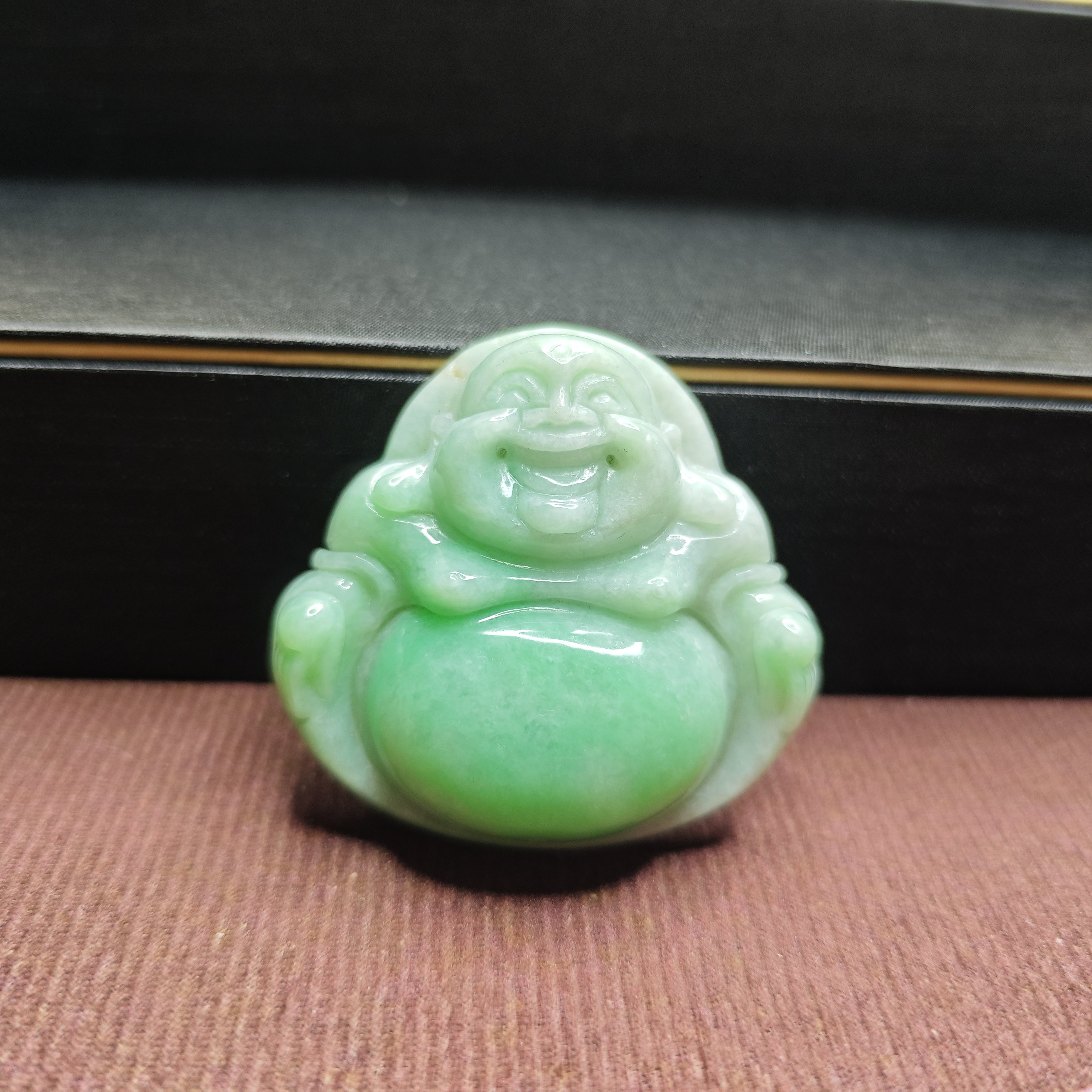 翡翠缅甸天然弥勒佛精雕佛公翠绿玉佛水润厚装吊坠佛公吊挂件玉石
