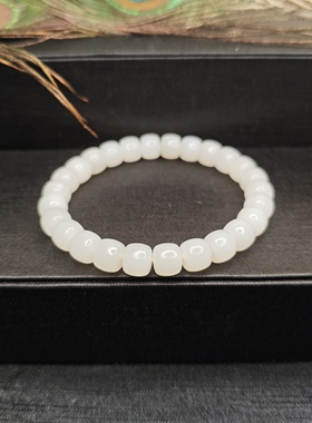 天然新疆羊脂白玉玉石手串女款老型珠直切手链玉石手串男女款玉石