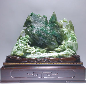 独山玉石天蓝中式工艺品山子摆件