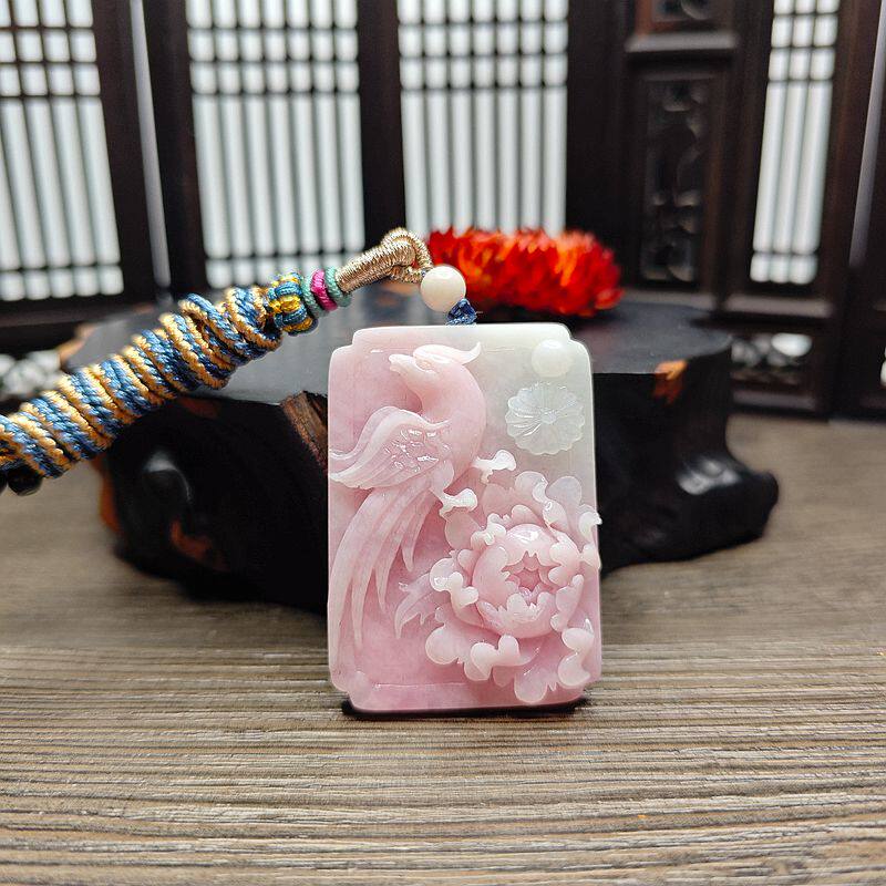 珍藏特惠天然南阳独玉芙蓉粉色锦上添花花开富贵牡丹女士新年礼物