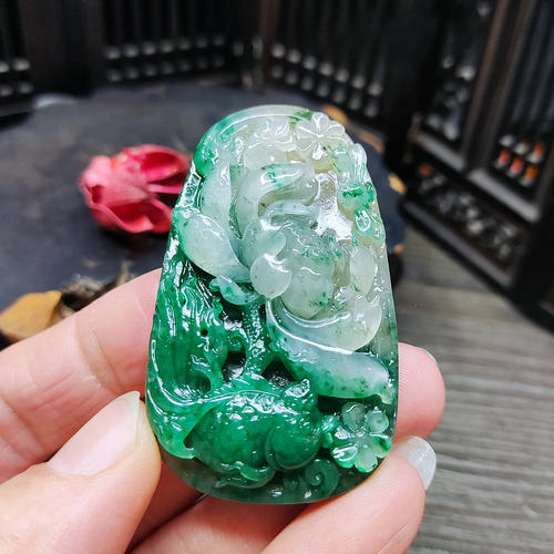 独山玉石玉吊坠天蓝挂件金玉满堂