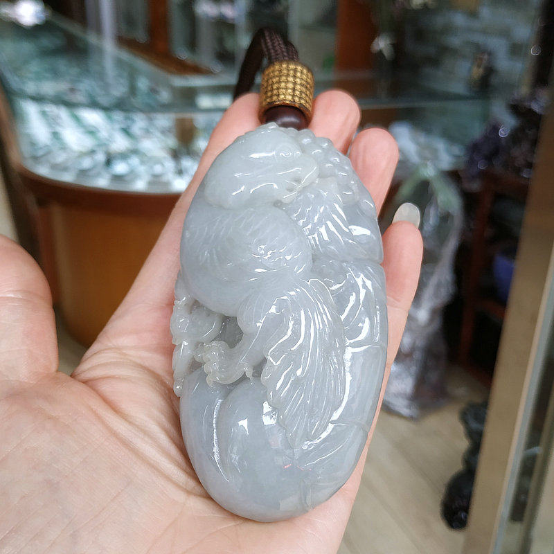 英明神武手把件鹦鹉玩件翡翠A货