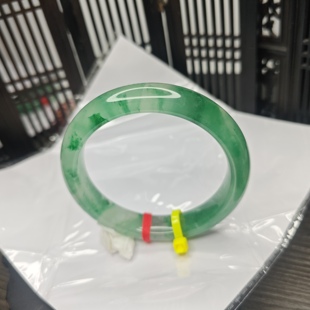 天然非洲翠手镯女款玉镯玉石玉器玉冰满绿手镯大圈63宽证书礼物
