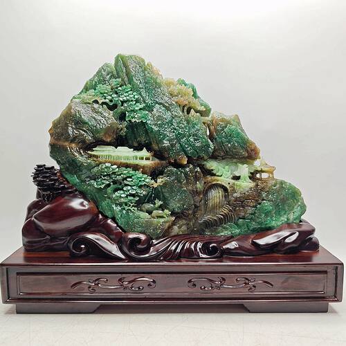 玉雕玉石深山访友山子摆件