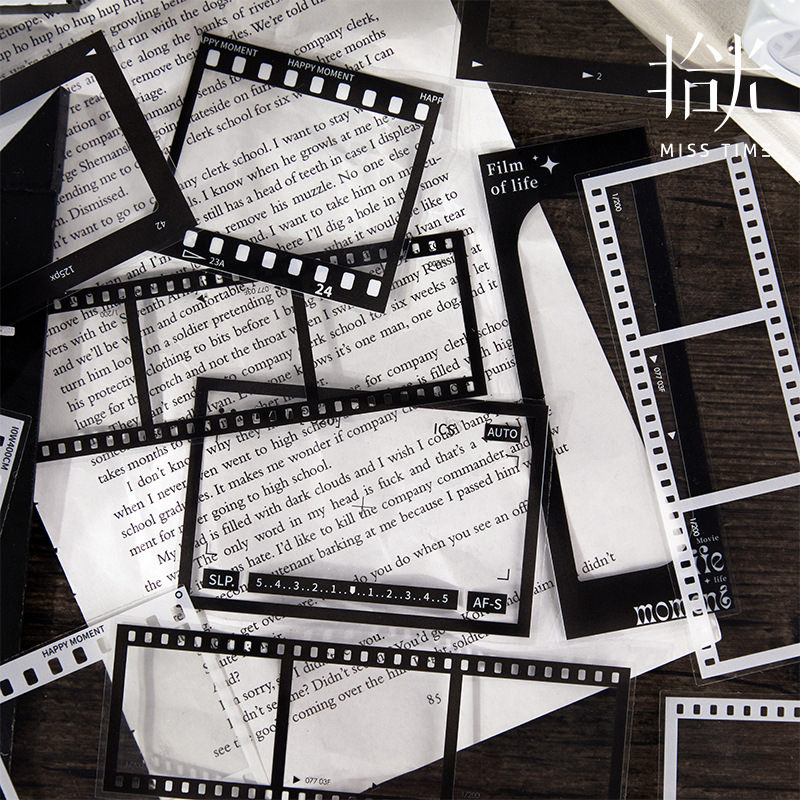 拾光胶片贴纸拼贴卡 时间影院系列电影手账素材ins贴纸包跨境