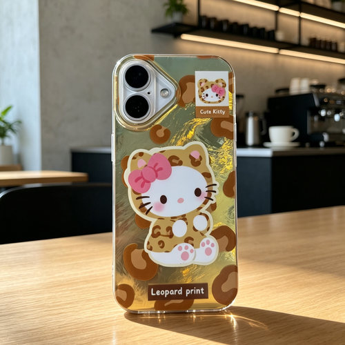 D1309 冰川纹KITTY 亚克力硬背软边IMD 17promax苹果17pro新款iphone16pro保护套15创意防摔全包手机壳