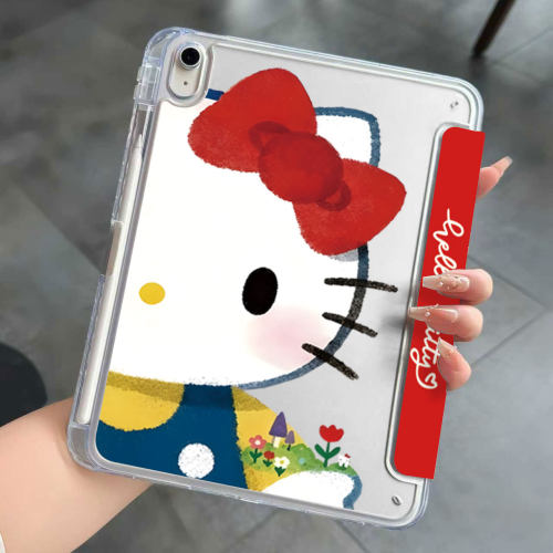 红色凯蒂猫Y折ipadair6保护壳pro11寸A16平板10/9/8代MINI7保护套