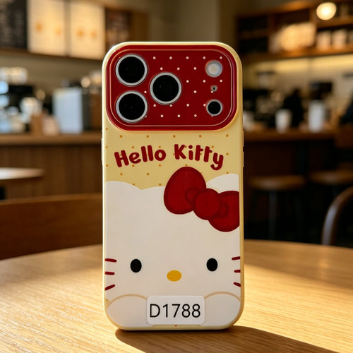 D1788 粉色kitty 精孔亮面爱心边软硅胶17promax苹果17pro新款iphone16pro保护套15创意防摔全包手机壳