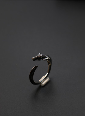 福祥福鳄鱼戒指男潮ins时尚个性