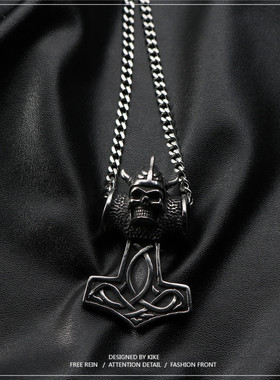 骷髅头钛钢暗黑朋克风船锚项链