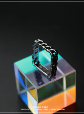 正方形单身风食指小众银色尾戒