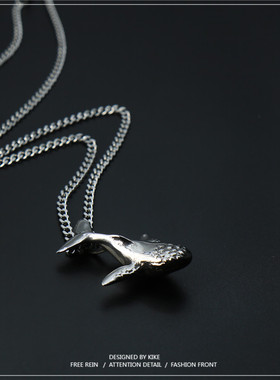 蓝鲸钛钢项链男吊坠女生情侣