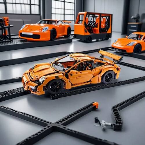 保时捷GT3RS橙色跑车模型