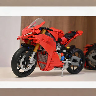 摩托车杜卡迪PanigaleV4S儿童益智拼装积木玩具男孩礼高难度男孩