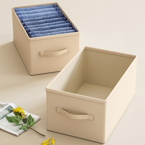 棉麻衣服裤子收纳筐折叠整理盒子