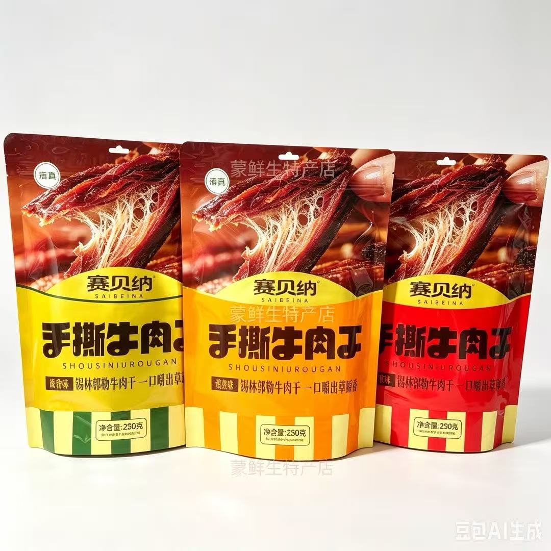 赛贝纳内蒙古手撕牛肉干250g袋装原味风干碳烤特产零食