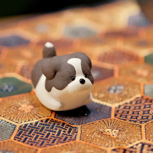 边牧正版原创爆款边牧周边紫砂茶宠自明陶瓷手作桌面摆件茶玩可养