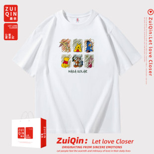 休闲款 最亲宽松2025夏季 小熊印花短袖 新款 纯棉T恤字母圆领 男女款