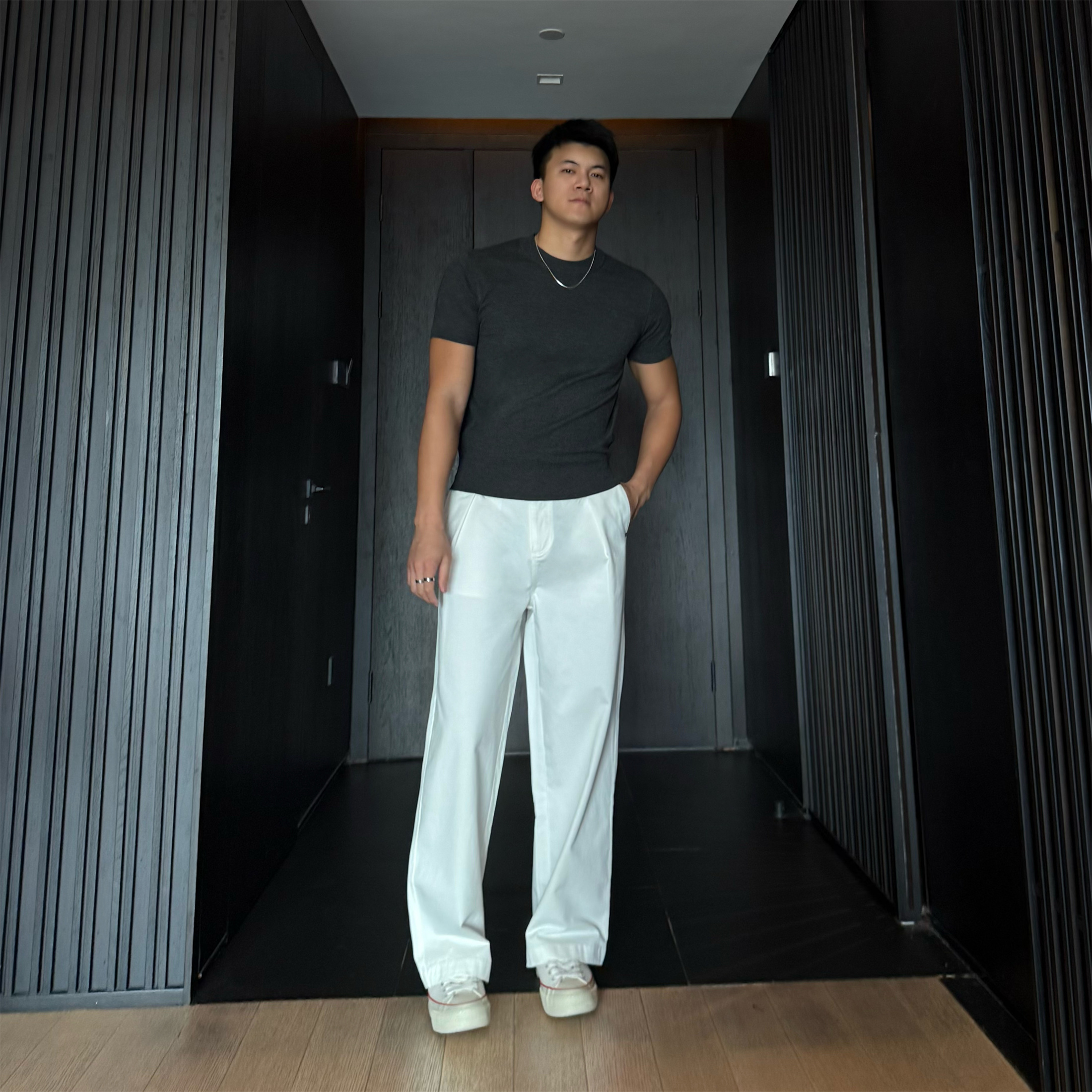 JZD美式休闲裤简约纯色直筒长裤