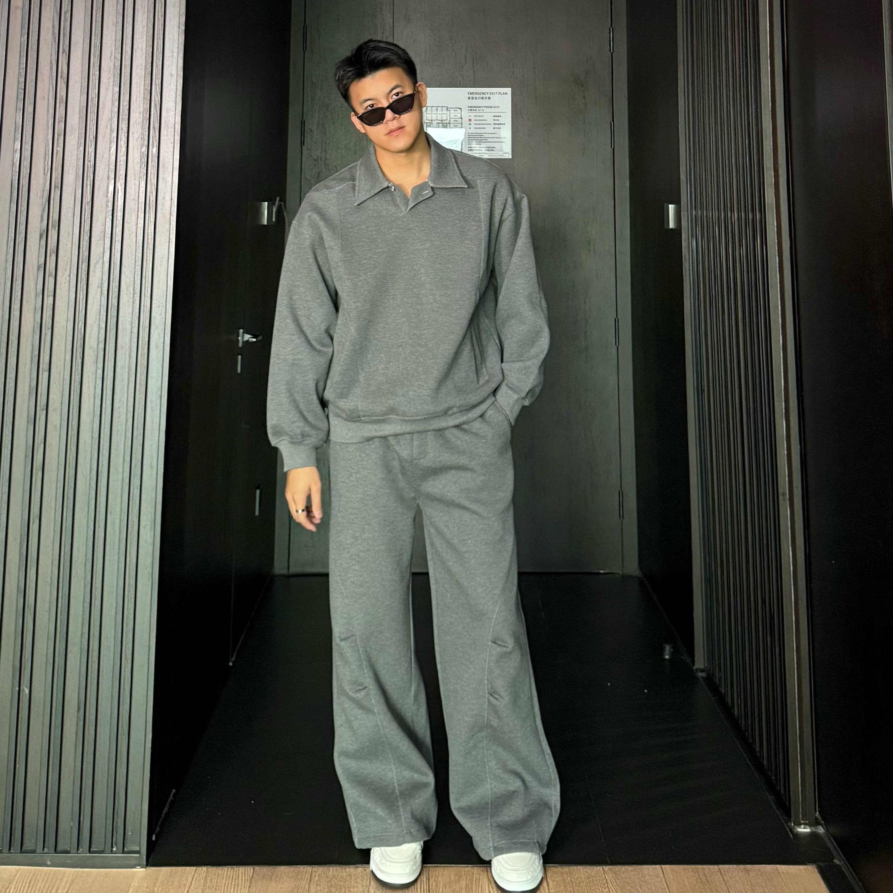 JZD冬季加绒卫衣卫裤运动套装男