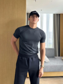 运动健身短袖 JZD T恤 速干透气弹力修身 显身材收口袖 美式 肌肉男