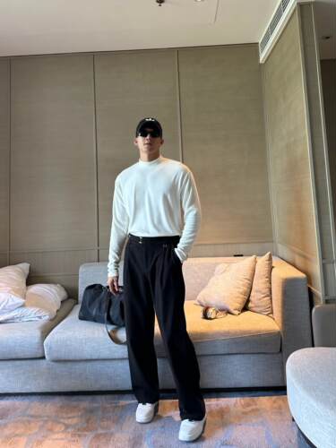 JZD秋冬百搭直筒毛呢休闲西裤男