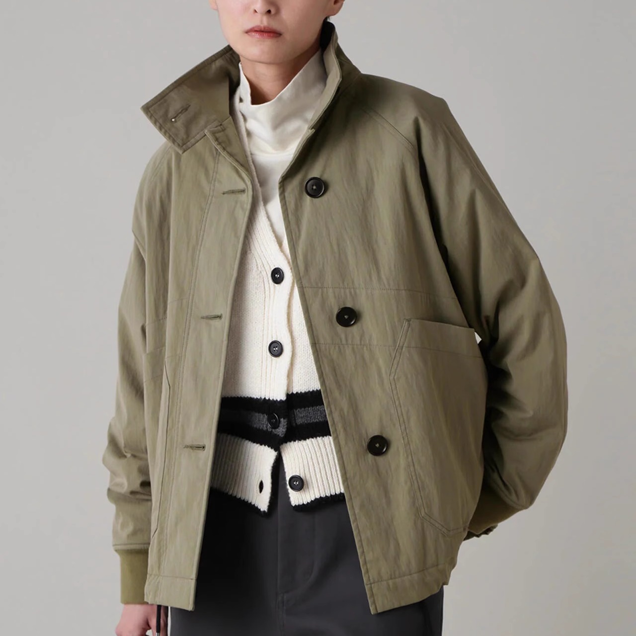 棉常规英伦风宽松立领棉服