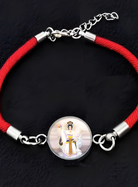 女娲娘娘手链饰品挂件女娲补天神像随身手串佛珠纪念送人结缘礼品