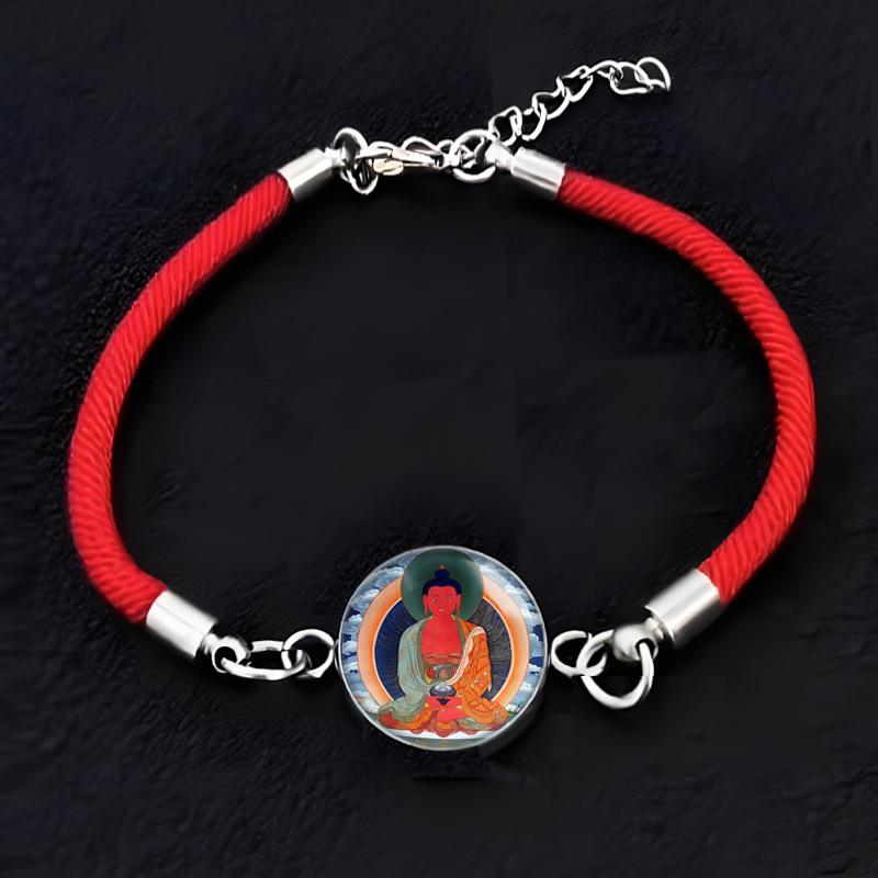 南无阿弥陀佛手链饰品挂件红衣阿弥陀佛坐像佛像随身手串佛珠礼品