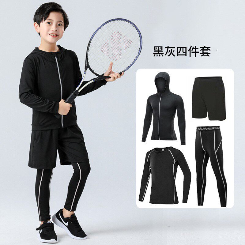 儿童运动紧身衣套装篮球足球跑步训练服速干透气打底健身滑雪打底